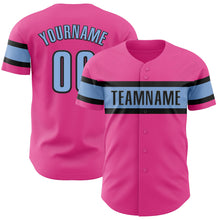 Load image into Gallery viewer, Custom Pink Light Blue-Black Authentic Baseball Jersey