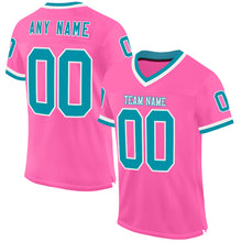 Load image into Gallery viewer, Custom Pink Teal-White Mesh Authentic Throwback Football Jersey