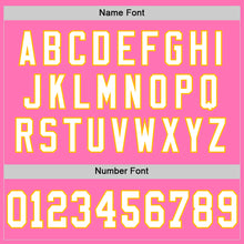 Load image into Gallery viewer, Custom Pink White-Gold Mesh Authentic Throwback Football Jersey