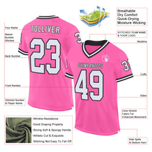 Load image into Gallery viewer, Custom Pink White-Black Mesh Authentic Throwback Football Jersey