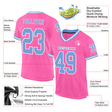 Load image into Gallery viewer, Custom Pink Light Blue-White Mesh Authentic Throwback Football Jersey