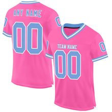 Load image into Gallery viewer, Custom Pink Light Blue-White Mesh Authentic Throwback Football Jersey