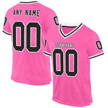 Load image into Gallery viewer, Custom Pink Black-White Mesh Authentic Throwback Football Jersey