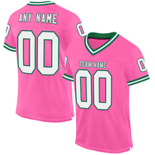 Load image into Gallery viewer, Custom Pink White-Kelly Green Mesh Authentic Throwback Football Jersey