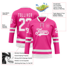 Load image into Gallery viewer, Custom Pink White Hockey Lace Neck Jersey
