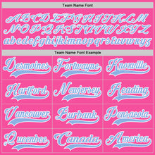 Load image into Gallery viewer, Custom Pink Light Blue-White Hockey Lace Neck Jersey