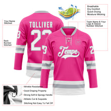 Load image into Gallery viewer, Custom Pink White-Gray Hockey Lace Neck Jersey