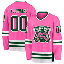 Load image into Gallery viewer, Custom Pink Green-White Hockey Jersey