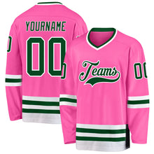 Load image into Gallery viewer, Custom Pink Green-White Hockey Jersey