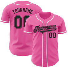 Load image into Gallery viewer, Custom Pink Black-White Authentic Baseball Jersey