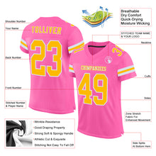 Load image into Gallery viewer, Custom Pink Gold-White Mesh Authentic Football Jersey