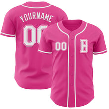 Load image into Gallery viewer, Custom Pink White Authentic Baseball Jersey