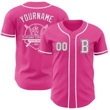 Load image into Gallery viewer, Custom Pink White-Black Authentic Baseball Jersey