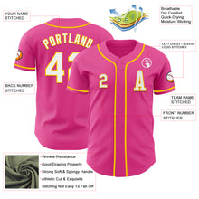 Load image into Gallery viewer, Custom Pink White-Yellow Authentic Baseball Jersey