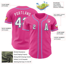 Load image into Gallery viewer, Custom Pink Black-Light Blue Authentic Baseball Jersey