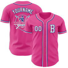 Load image into Gallery viewer, Custom Pink White-Royal Authentic Baseball Jersey