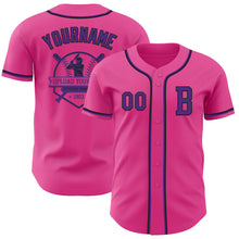 Load image into Gallery viewer, Custom Pink Purple-Black Authentic Baseball Jersey
