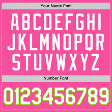 Load image into Gallery viewer, Custom Pink White-Neon Green Authentic Throwback Basketball Jersey