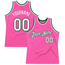 Load image into Gallery viewer, Custom Pink White-Green Authentic Throwback Basketball Jersey