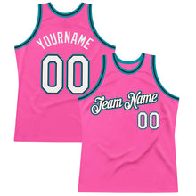 Load image into Gallery viewer, Custom Pink Black-Teal Authentic Throwback Basketball Jersey