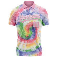 Load image into Gallery viewer, Custom Tie Dye Light Pink-White 3D Pink Ribbon Breast Cancer Awareness Month Women Health Care Support Performance Polo Shirt