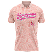 Load image into Gallery viewer, Custom Medium Pink Pink-White 3D Pink Ribbon Breast Cancer Awareness Month Women Health Care Support Performance Polo Shirt