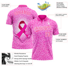 Load image into Gallery viewer, Custom Deep Pink Pink-White 3D Pink Ribbon Breast Cancer Awareness Month Women Health Care Support Performance Polo Shirt