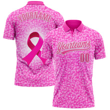 Load image into Gallery viewer, Custom Deep Pink Pink-White 3D Pink Ribbon Breast Cancer Awareness Month Women Health Care Support Performance Polo Shirt