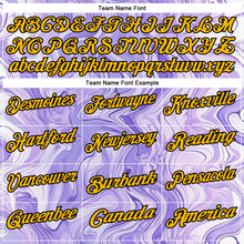 Load image into Gallery viewer, Custom Purple Gold-Black 3D Bowling Abstract Liquid Performance Polo Shirt