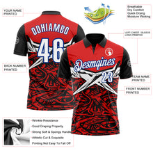 Load image into Gallery viewer, Custom Red Royal-Black 3D Bowling Performance Polo Shirt