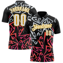 Load image into Gallery viewer, Custom Black White-Gold 3D Bowling Performance Polo Shirt