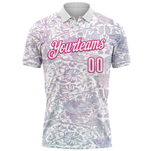 Load image into Gallery viewer, Custom White Hot Pink 3D Bowling Vintage Floral Performance Polo Shirt