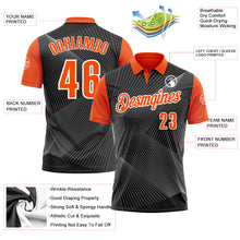 Load image into Gallery viewer, Custom Black Orange-White 3D Bowling Line Performance Polo Shirt