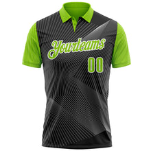 Load image into Gallery viewer, Custom Black Neon Green-White 3D Bowling Line Performance Polo Shirt