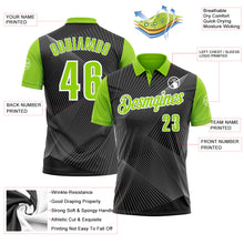 Load image into Gallery viewer, Custom Black Neon Green-White 3D Bowling Line Performance Polo Shirt