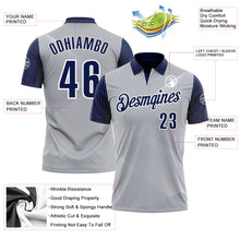 Load image into Gallery viewer, Custom Gray Navy-White 3D Bowling Line Performance Polo Shirt