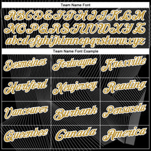 Load image into Gallery viewer, Custom Black Old Gold-White 3D Bowling Line Performance Polo Shirt