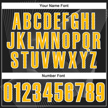 Load image into Gallery viewer, Custom Black Gold-White 3D Bowling Line Performance Polo Shirt