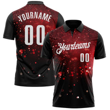 Load image into Gallery viewer, Custom Black Red-White 3D Bowling Glowing Star Performance Polo Shirt