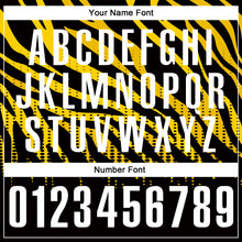 Load image into Gallery viewer, Custom Black Yellow-White 3D Bowling Dot Performance Polo Shirt