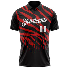 Load image into Gallery viewer, Custom Black Red-White 3D Bowling Dot Performance Polo Shirt