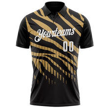 Load image into Gallery viewer, Custom Black Old Gold-White 3D Bowling Dot Performance Polo Shirt