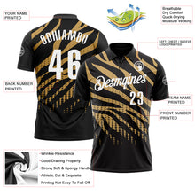 Load image into Gallery viewer, Custom Black Old Gold-White 3D Bowling Dot Performance Polo Shirt