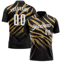 Load image into Gallery viewer, Custom Black Old Gold-White 3D Bowling Dot Performance Polo Shirt