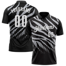 Load image into Gallery viewer, Custom Black Gray-White 3D Bowling Dot Performance Polo Shirt