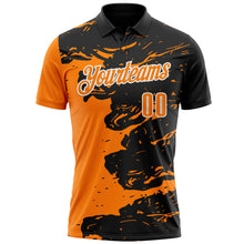 Load image into Gallery viewer, Custom Black Bay Orange-White 3D Bowling Splash Ink Performance Polo Shirt