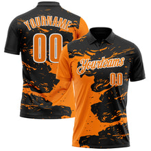 Load image into Gallery viewer, Custom Black Bay Orange-White 3D Bowling Splash Ink Performance Polo Shirt