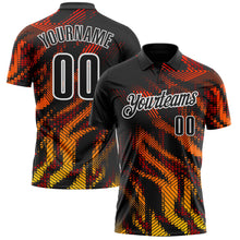 Load image into Gallery viewer, Custom Black Red-White 3D Bowling Geometric Shape Performance Polo Shirt