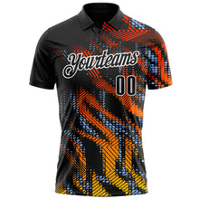 Load image into Gallery viewer, Custom Black Light Blue-White 3D Bowling Geometric Shape Performance Polo Shirt