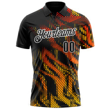 Load image into Gallery viewer, Custom Black Gold-White 3D Bowling Geometric Shape Performance Polo Shirt